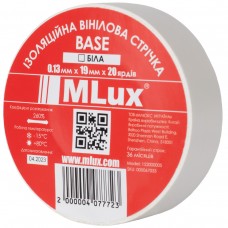 Виниловая изолента MLux BASE 19мм х 18, 3 метра белая 140299